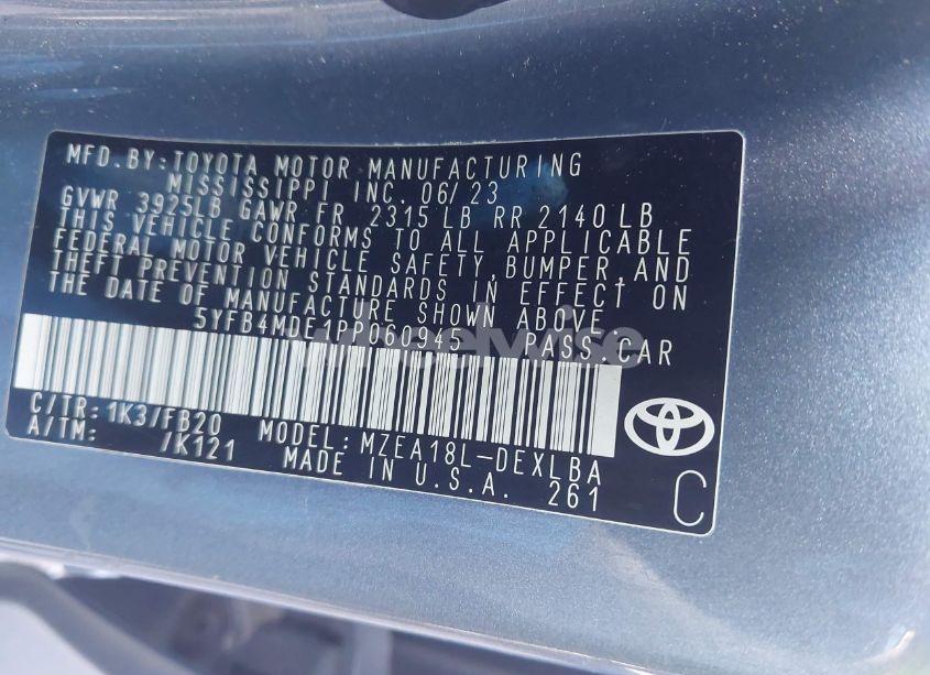 Photo 9 of 2023 Toyota Corolla LE (VIN 5YFB4MDE1PP060945)