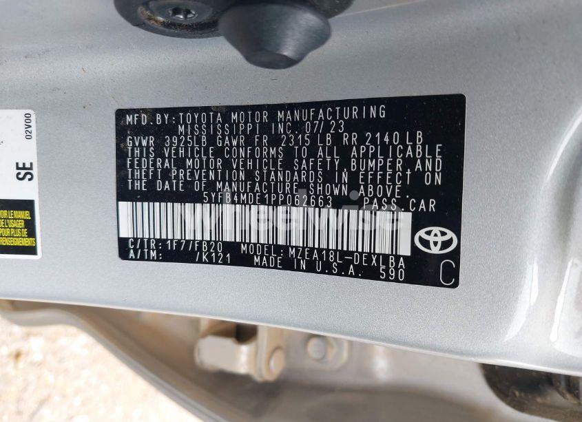 Photo 9 of 2023 Toyota Corolla LE (VIN 5YFB4MDE1PP062663)