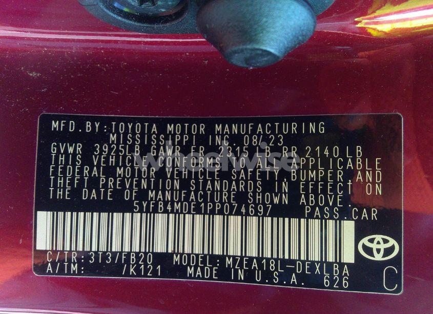 Photo 9 of 2023 Toyota Corolla LE (VIN 5YFB4MDE1PP074697)