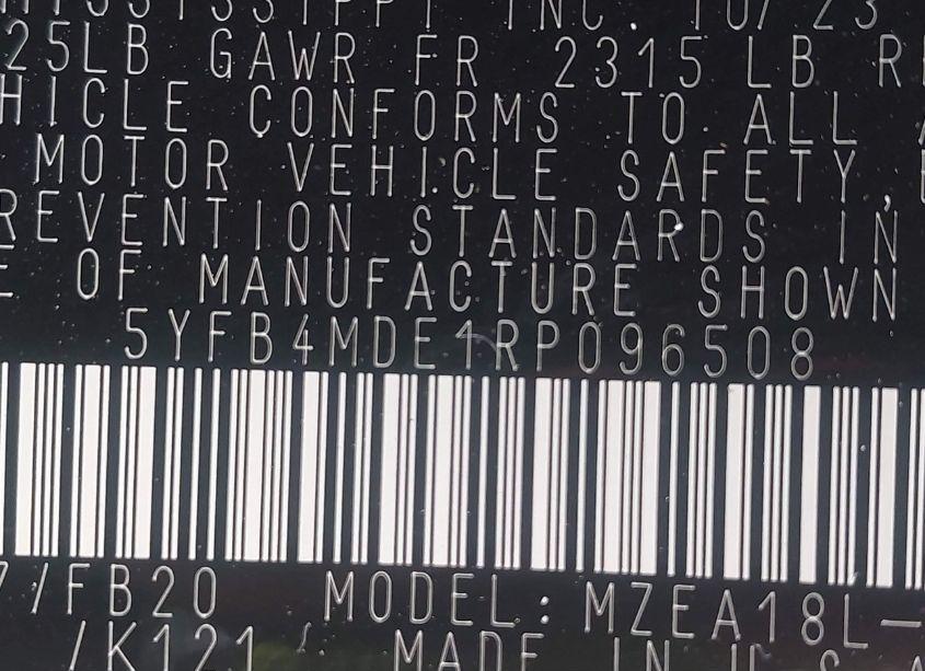 Photo 9 of 2024 Toyota Corolla LE (VIN 5YFB4MDE1RP096508)