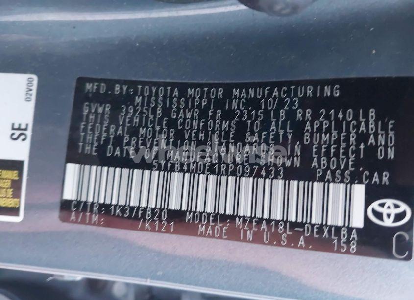 Photo 9 of 2024 Toyota Corolla LE (VIN 5YFB4MDE1RP097433)