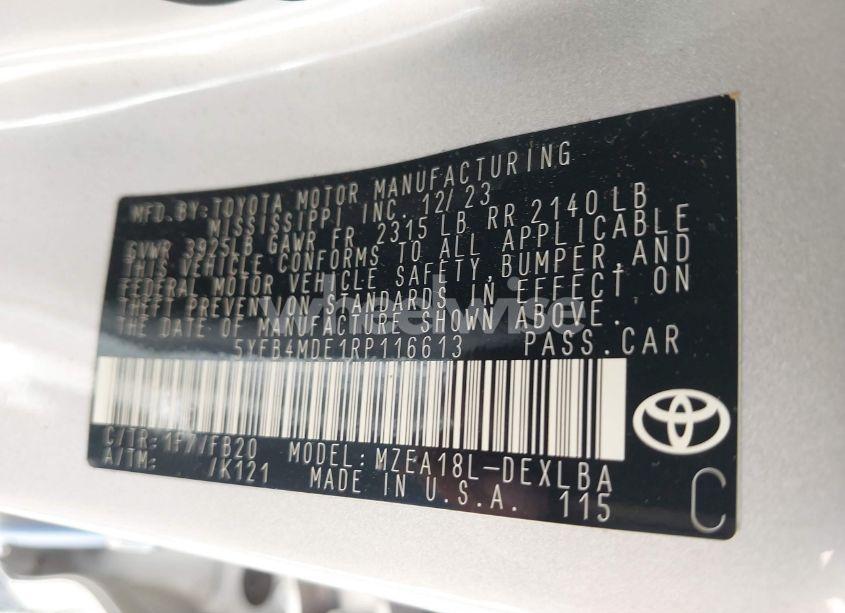 Photo 9 of 2024 Toyota Corolla LE (VIN 5YFB4MDE1RP116613)