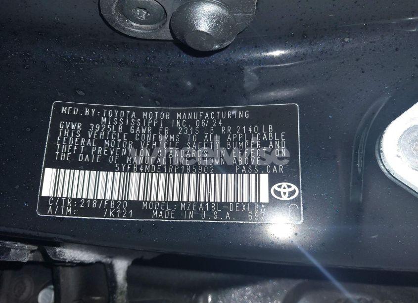 Photo 9 of 2024 Toyota Corolla LE (VIN 5YFB4MDE1RP185902)