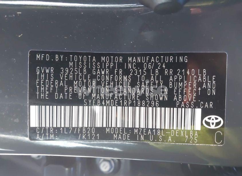 Photo 9 of 2024 Toyota Corolla LE (VIN 5YFB4MDE1RP188296)