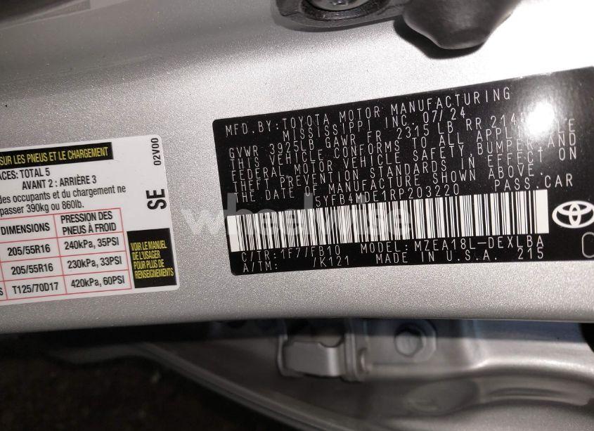 Photo 9 of 2024 Toyota Corolla LE (VIN 5YFB4MDE1RP203220)