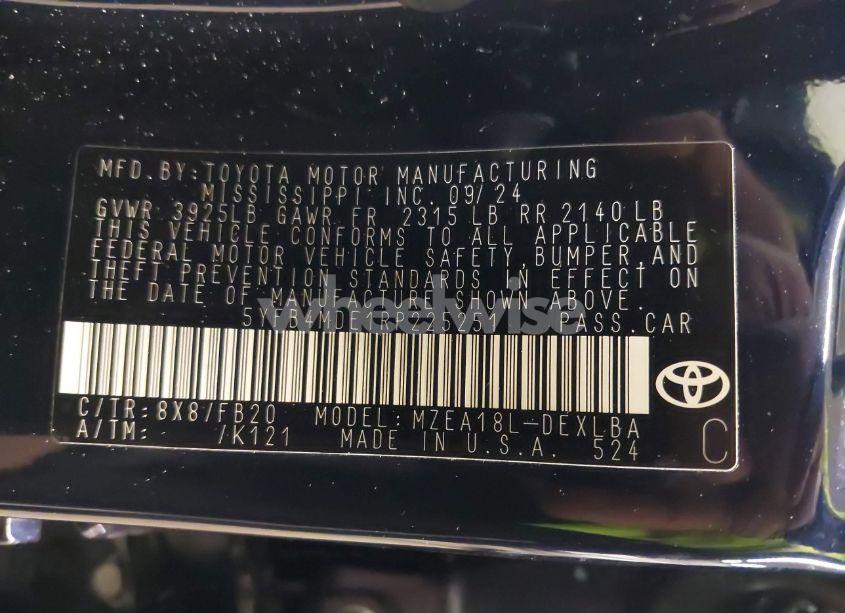 Photo 9 of 2024 Toyota Corolla LE (VIN 5YFB4MDE1RP225251)