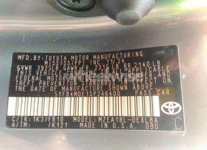 Photo 9 of 2025 Toyota Corolla LE (VIN 5YFB4MDE1SP246400)