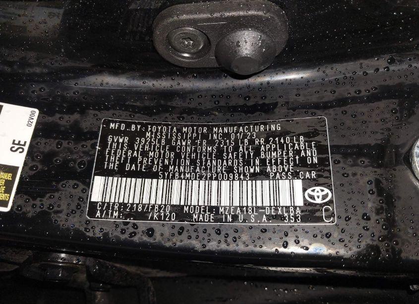 Photo 9 of 2023 Toyota Corolla LE (VIN 5YFB4MDE2PP009843)