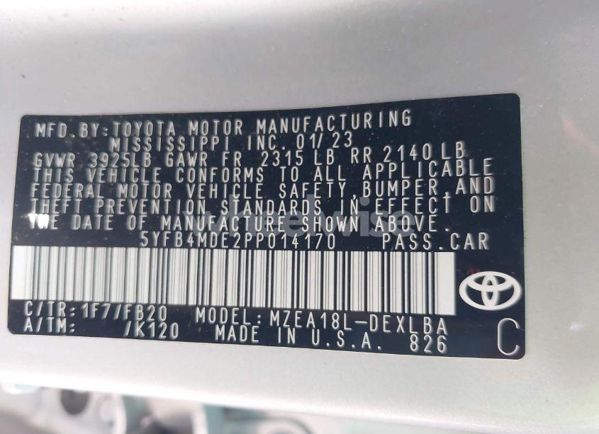 Photo 9 of 2023 Toyota Corolla LE (VIN 5YFB4MDE2PP014170)