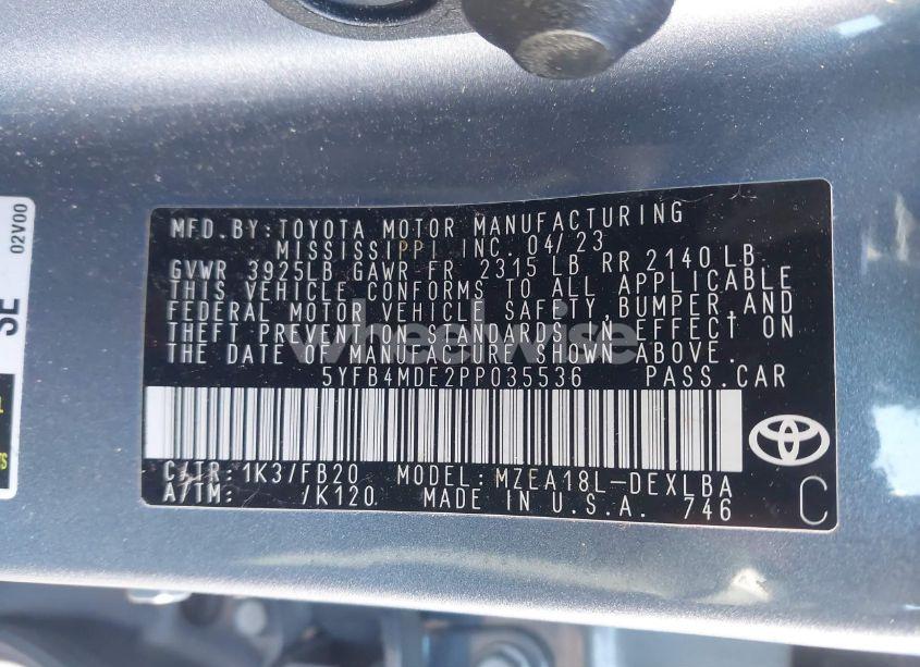 Photo 9 of 2023 Toyota Corolla LE (VIN 5YFB4MDE2PP035536)