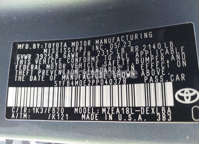 Photo 9 of 2023 Toyota Corolla LE (VIN 5YFB4MDE2PP040378)