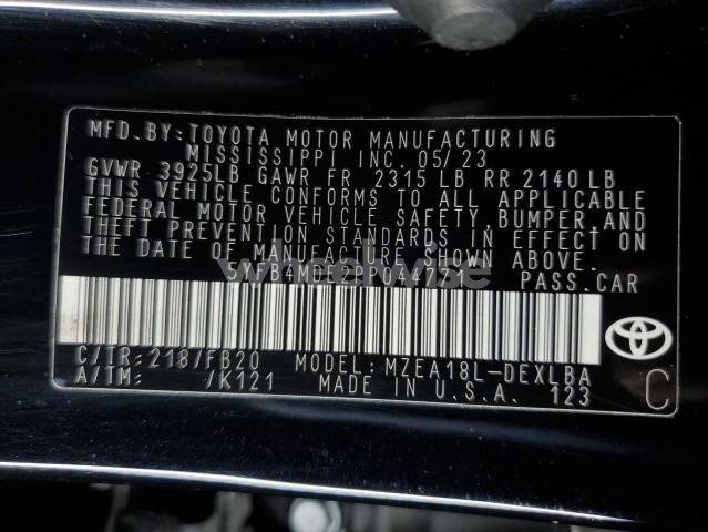 Photo 2 of 2023 TOYOTA COROLLA LE (VIN 5YFB4MDE2PP044771)