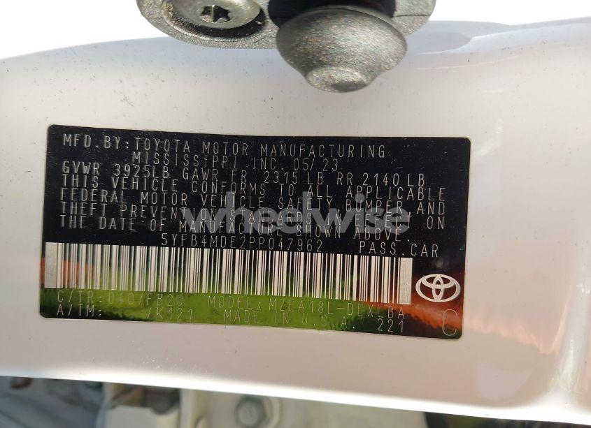 Photo 9 of 2023 Toyota Corolla LE (VIN 5YFB4MDE2PP047962)