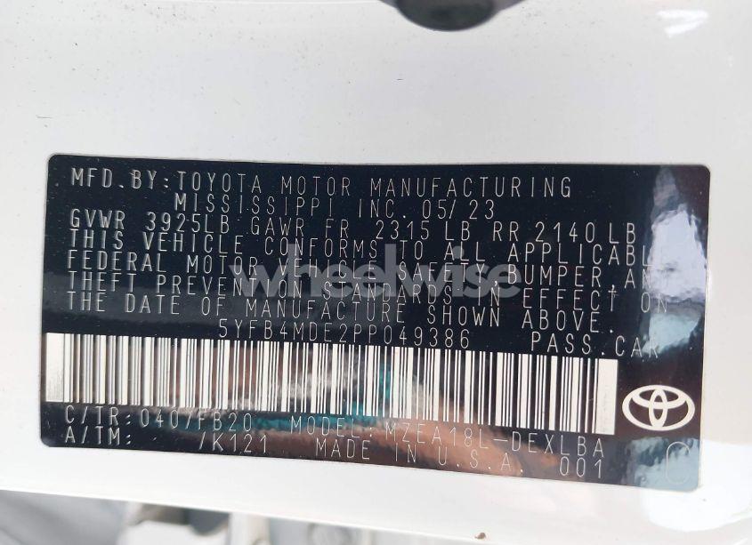 Photo 9 of 2023 Toyota Corolla LE (VIN 5YFB4MDE2PP049386)