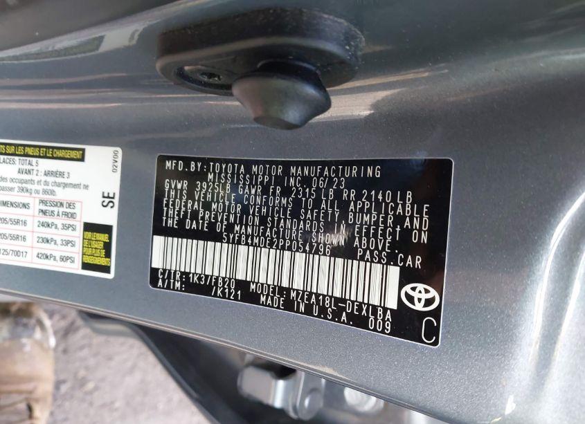 Photo 9 of 2023 Toyota Corolla LE (VIN 5YFB4MDE2PP054796)