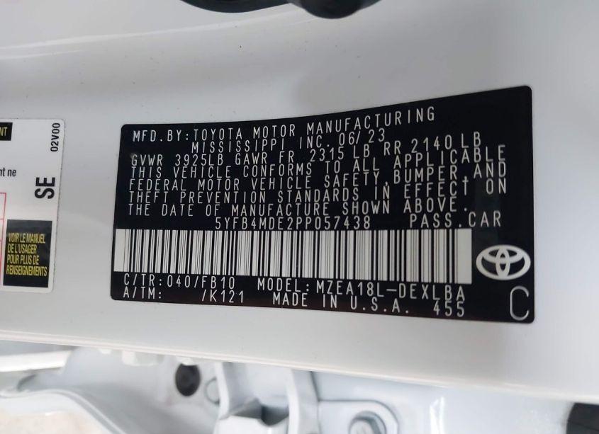 Photo 9 of 2023 Toyota Corolla LE (VIN 5YFB4MDE2PP057438)