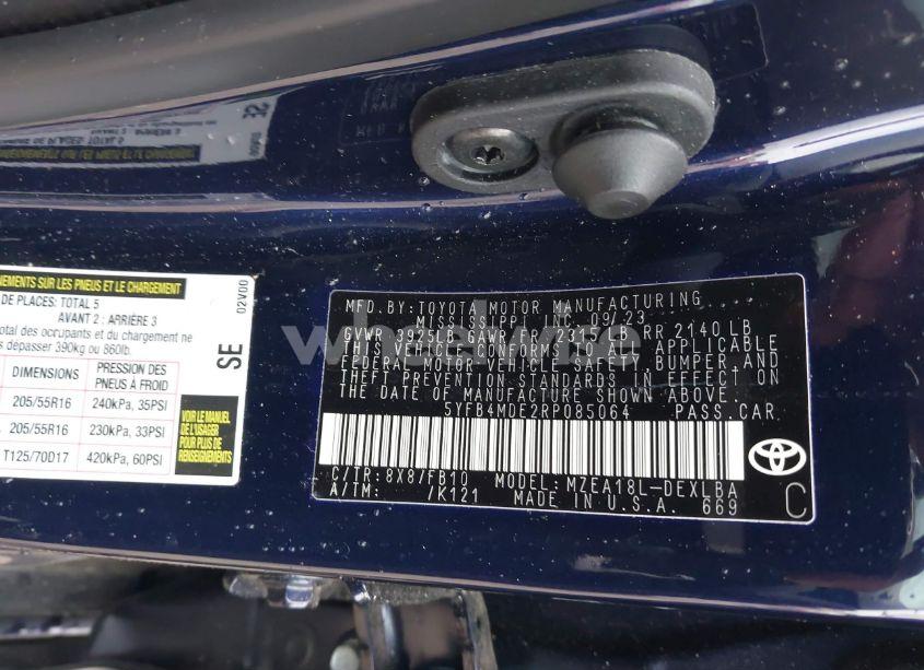 Photo 9 of 2024 Toyota Corolla LE (VIN 5YFB4MDE2RP085064)