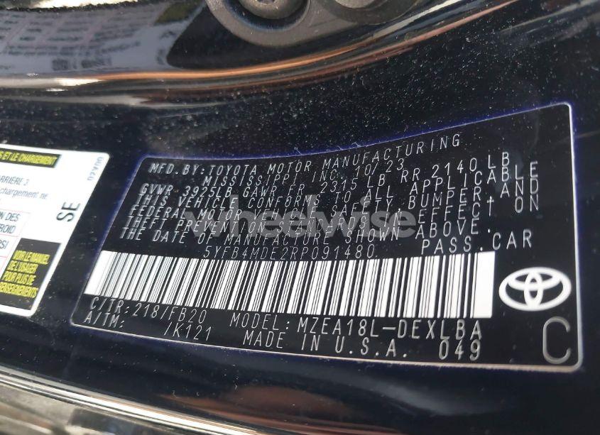 Photo 9 of 2024 Toyota Corolla LE (VIN 5YFB4MDE2RP091480)