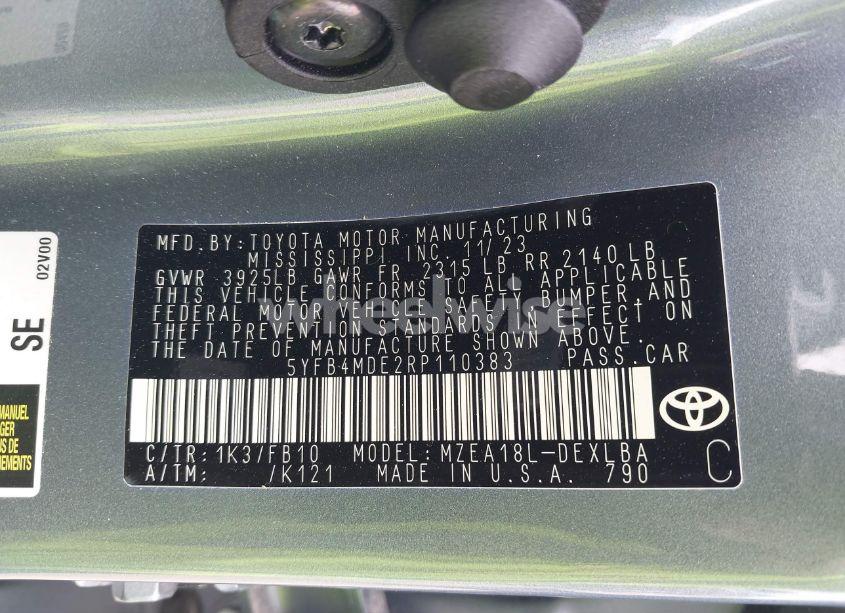 Photo 9 of 2024 Toyota Corolla LE (VIN 5YFB4MDE2RP110383)