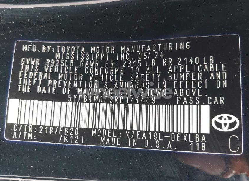 Photo 9 of 2024 Toyota Corolla LE (VIN 5YFB4MDE2RP174469)