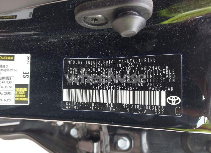 Photo 9 of 2024 Toyota Corolla LE (VIN 5YFB4MDE2RP174844)