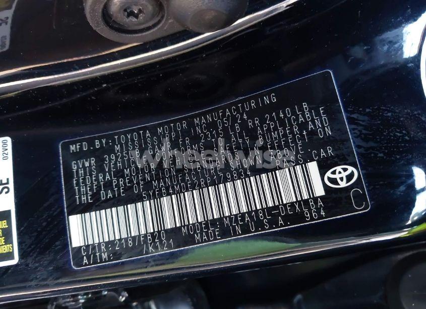 Photo 9 of 2024 Toyota Corolla LE (VIN 5YFB4MDE2RP179834)