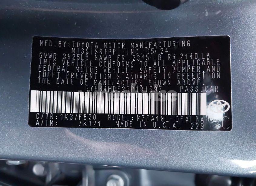 Photo 9 of 2024 Toyota Corolla LE (VIN 5YFB4MDE2RP181597)