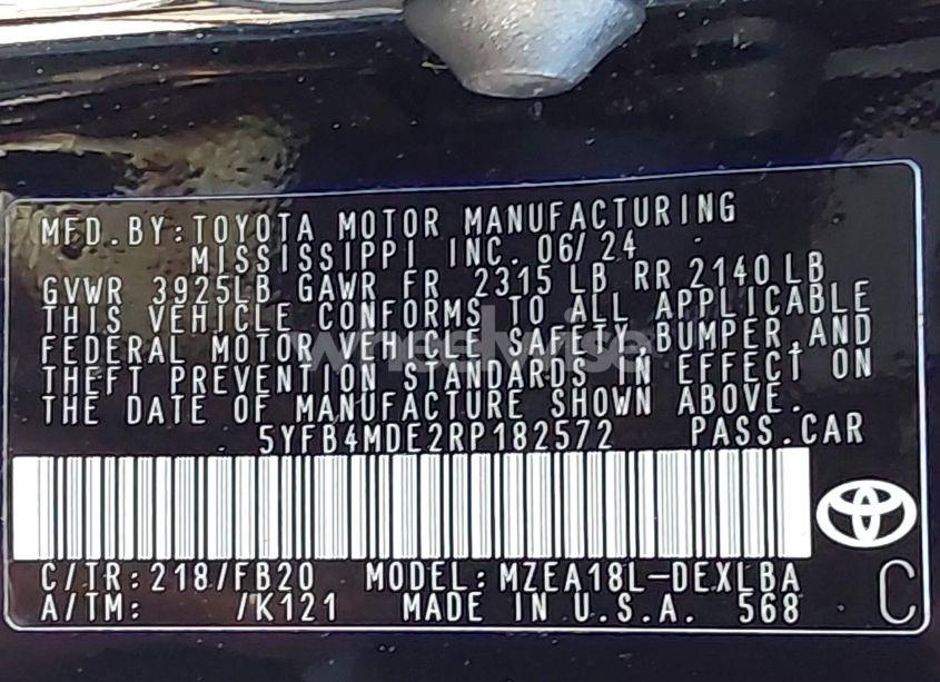 Photo 9 of 2024 Toyota Corolla LE (VIN 5YFB4MDE2RP182572)