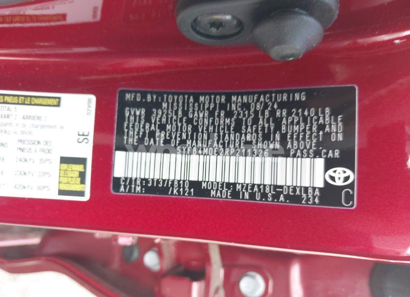 Photo 9 of 2024 Toyota Corolla LE (VIN 5YFB4MDE2RP211326)