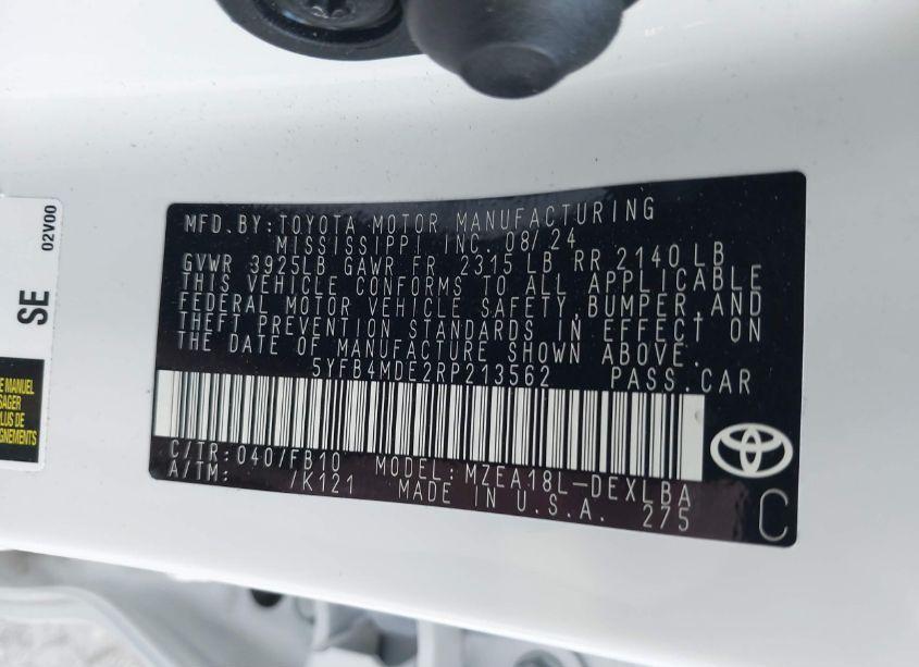 Photo 9 of 2024 Toyota Corolla LE (VIN 5YFB4MDE2RP213562)