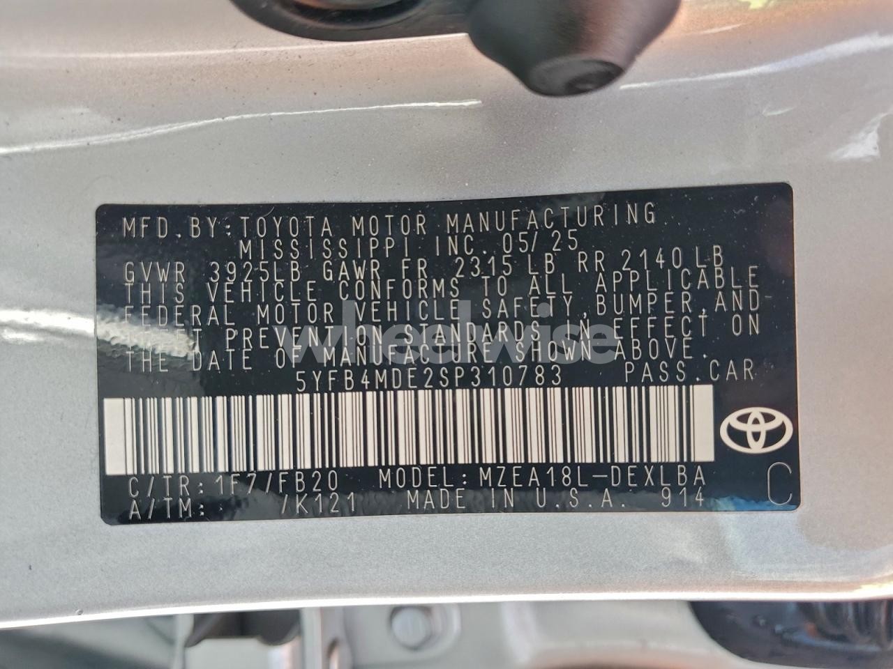 Photo 12 of 2025 TOYOTA COROLLA LE (VIN 5YFB4MDE2SP310783)