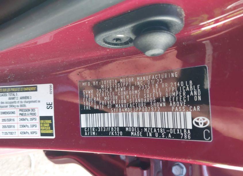 Photo 9 of 2023 Toyota Corolla LE (VIN 5YFB4MDE3PP007972)