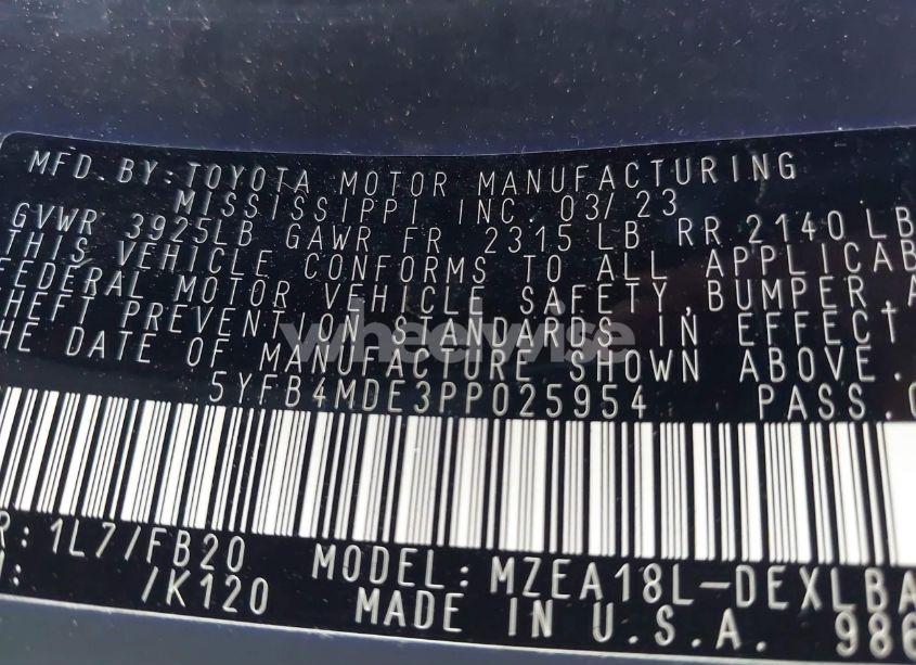 Photo 9 of 2023 Toyota Corolla LE (VIN 5YFB4MDE3PP025954)