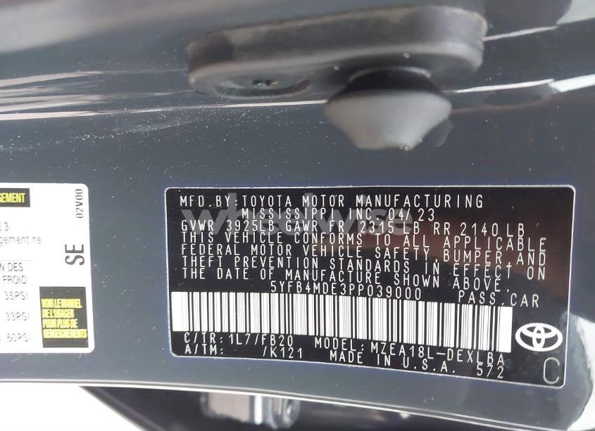 Photo 9 of 2023 Toyota Corolla LE (VIN 5YFB4MDE3PP039000)