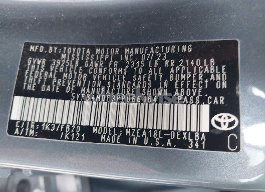 Photo 9 of 2023 Toyota Corolla LE (VIN 5YFB4MDE3PP066164)