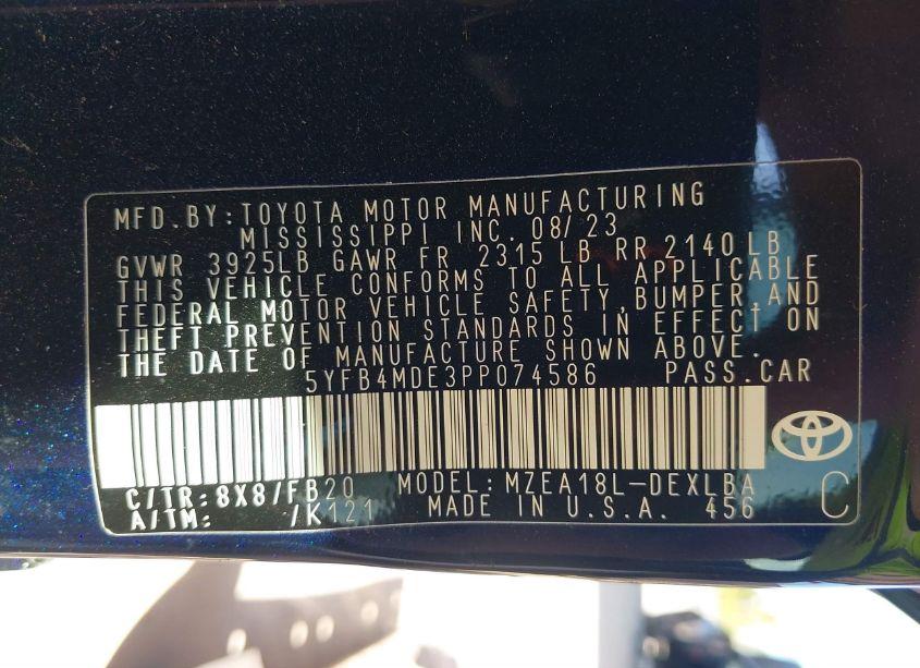 Photo 9 of 2023 Toyota Corolla LE (VIN 5YFB4MDE3PP074586)