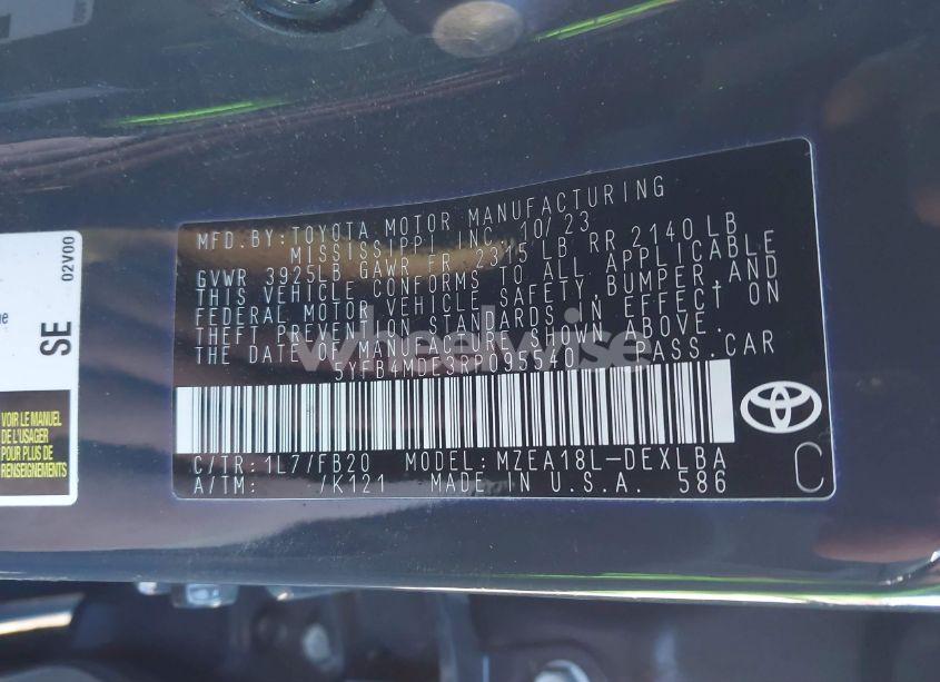 Photo 9 of 2024 Toyota Corolla LE (VIN 5YFB4MDE3RP095540)