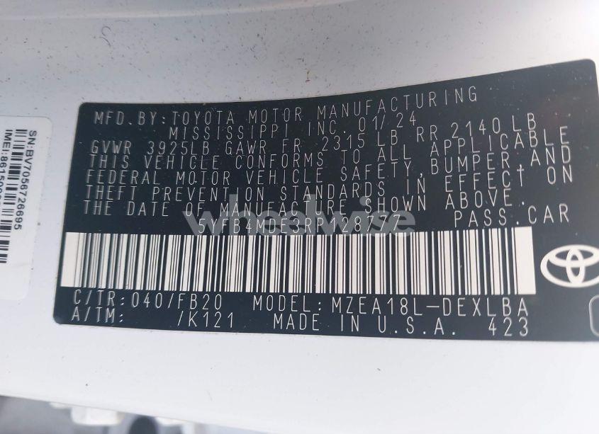 Photo 9 of 2024 Toyota Corolla LE (VIN 5YFB4MDE3RP128777)