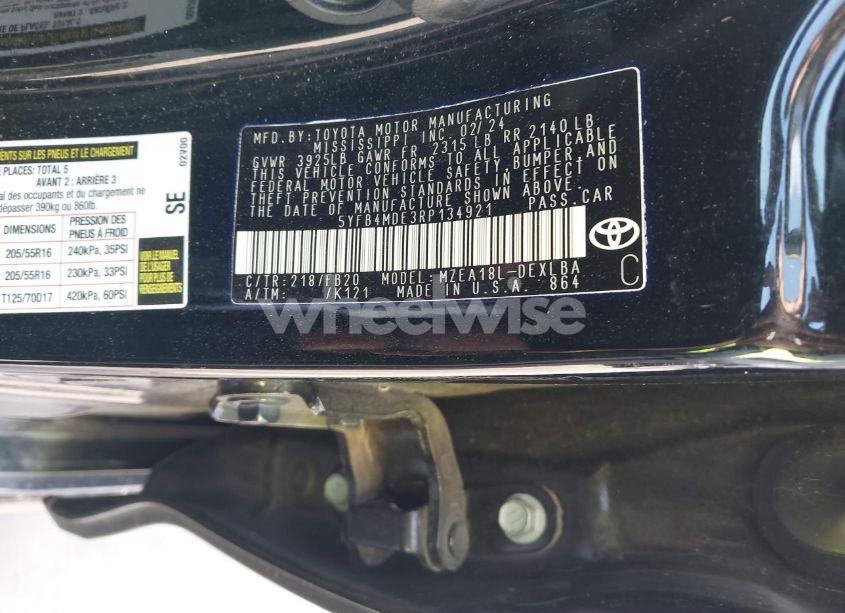 Photo 9 of 2024 Toyota Corolla LE (VIN 5YFB4MDE3RP134921)