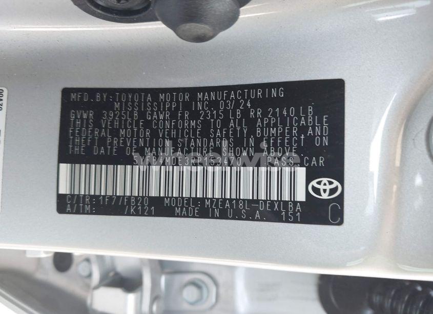 Photo 9 of 2024 Toyota Corolla LE (VIN 5YFB4MDE3RP153470)