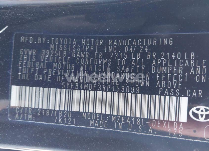 Photo 9 of 2024 Toyota Corolla LE (VIN 5YFB4MDE3RP158099)