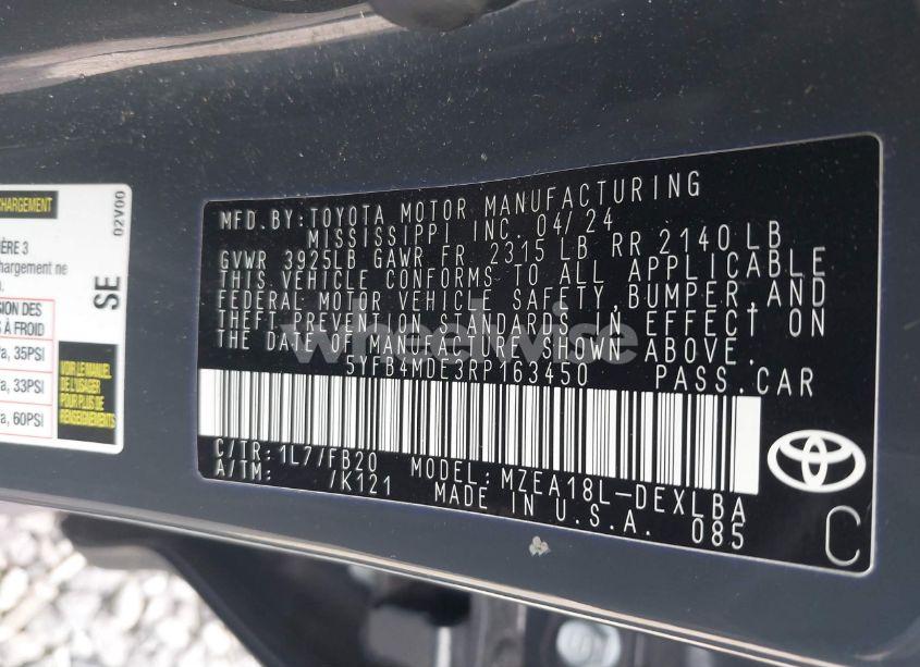 Photo 9 of 2024 Toyota Corolla LE (VIN 5YFB4MDE3RP163450)