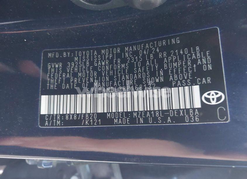 Photo 9 of 2024 Toyota Corolla LE (VIN 5YFB4MDE3RP168132)