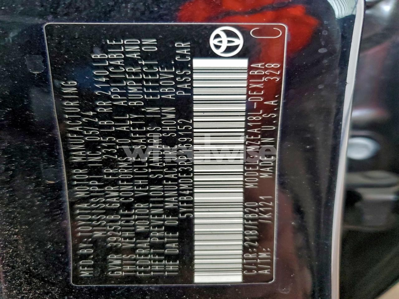 Photo 13 of 2024 TOYOTA COROLLA LE (VIN 5YFB4MDE3RP169152)