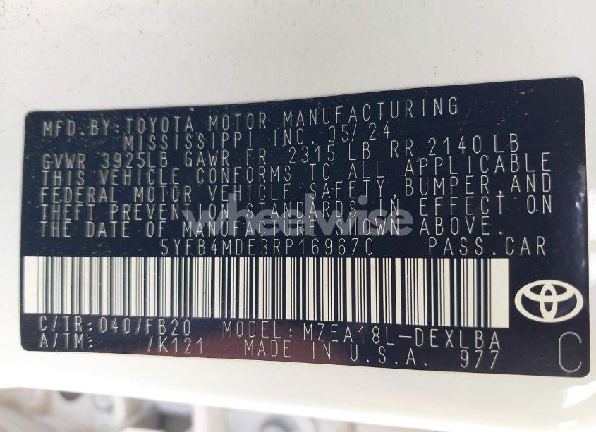 Photo 9 of 2024 Toyota Corolla LE (VIN 5YFB4MDE3RP169670)