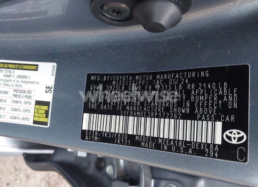 Photo 9 of 2024 Toyota Corolla LE (VIN 5YFB4MDE3RP172262)