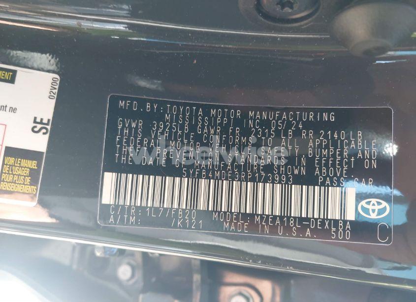 Photo 9 of 2024 Toyota Corolla LE (VIN 5YFB4MDE3RP173993)