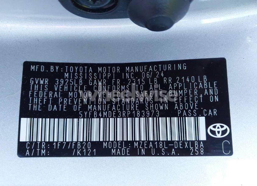 Photo 9 of 2024 Toyota Corolla LE (VIN 5YFB4MDE3RP183973)