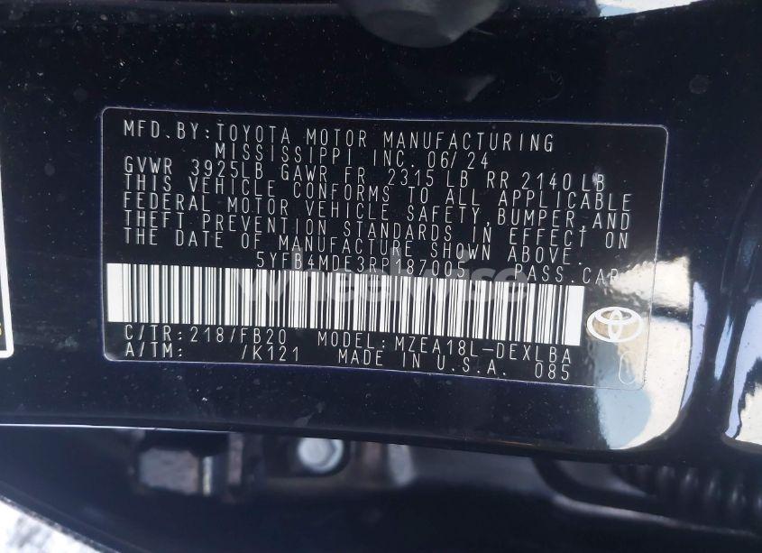 Photo 9 of 2024 Toyota Corolla LE (VIN 5YFB4MDE3RP187005)