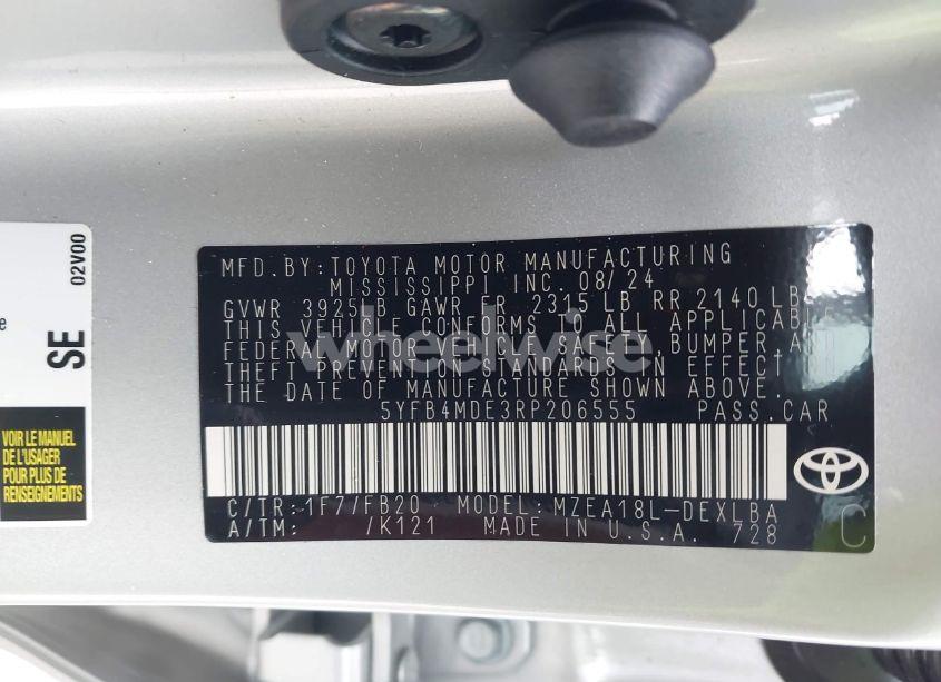 Photo 9 of 2024 Toyota Corolla LE (VIN 5YFB4MDE3RP206555)